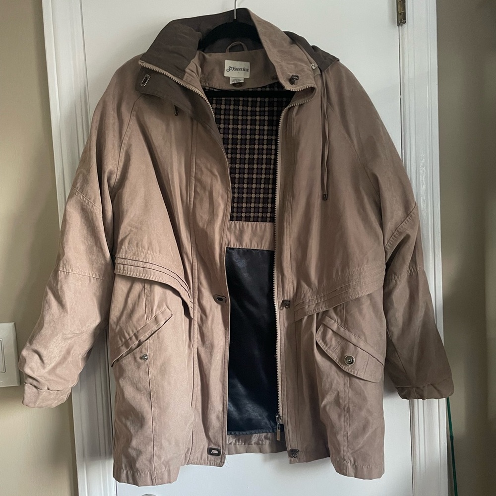 St. John’s Bay Brown Men’s Zip Front Jacket Quilted Lining Size S